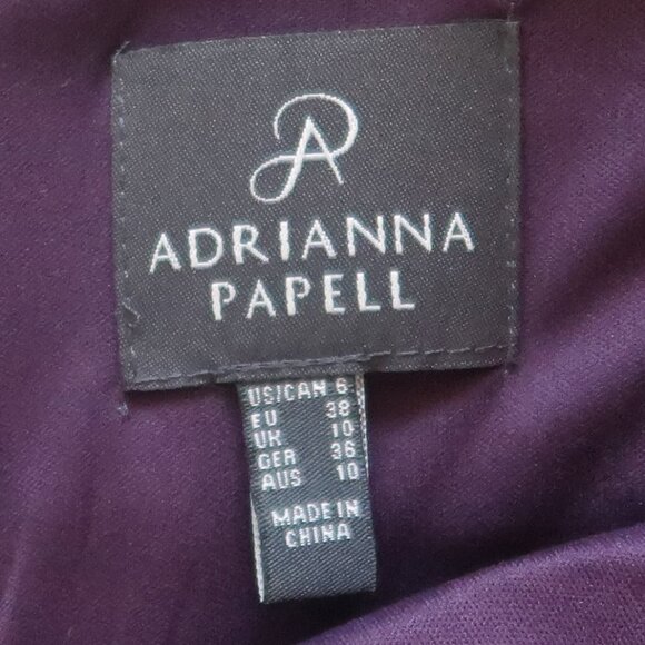 Adrianna Papell Purple One Shoulder Chiffon Cocktail Pleated Ruffle Dress  6 - Picture 9 of 16